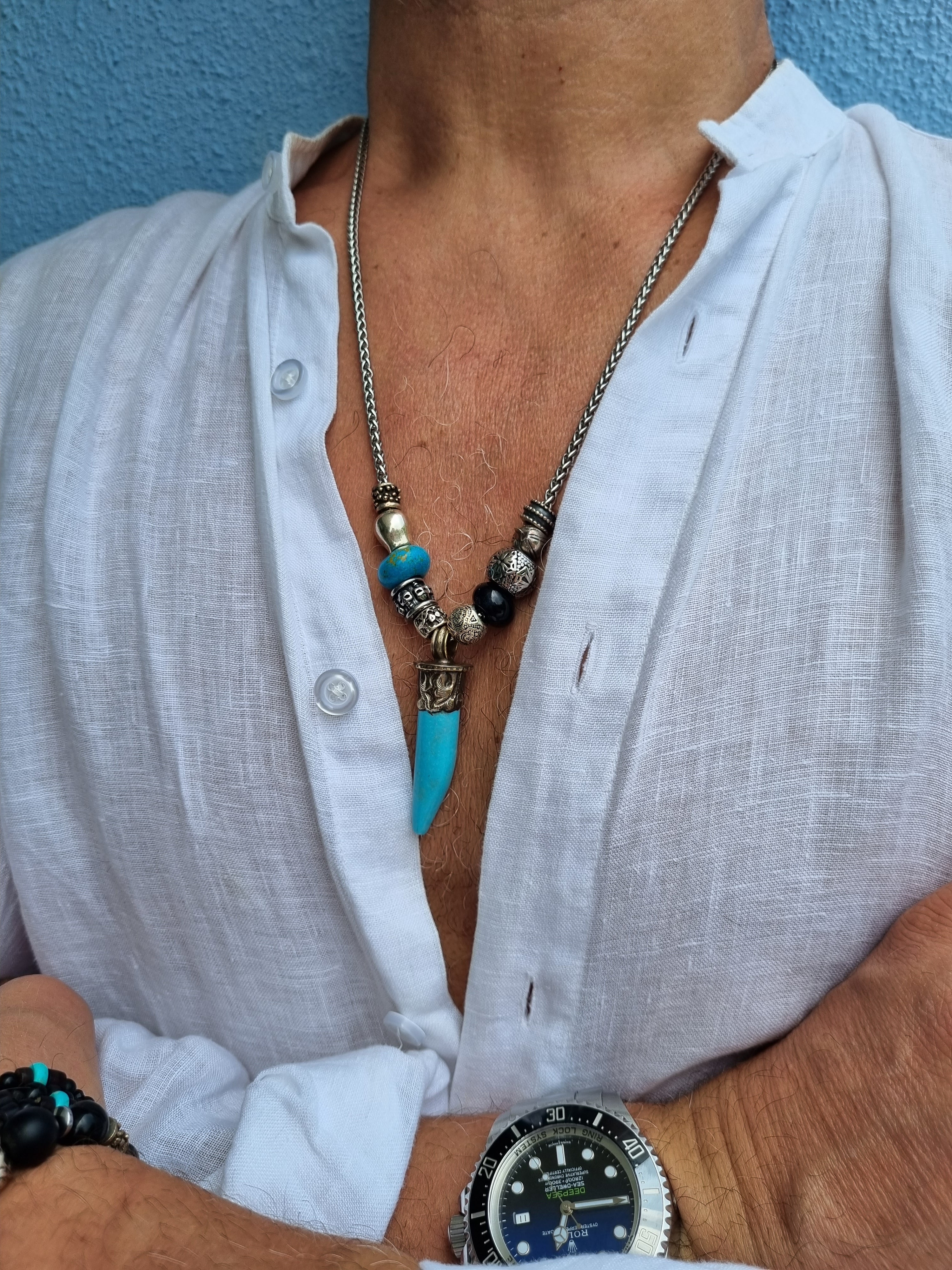 Turquoise Claw on Snake Chain