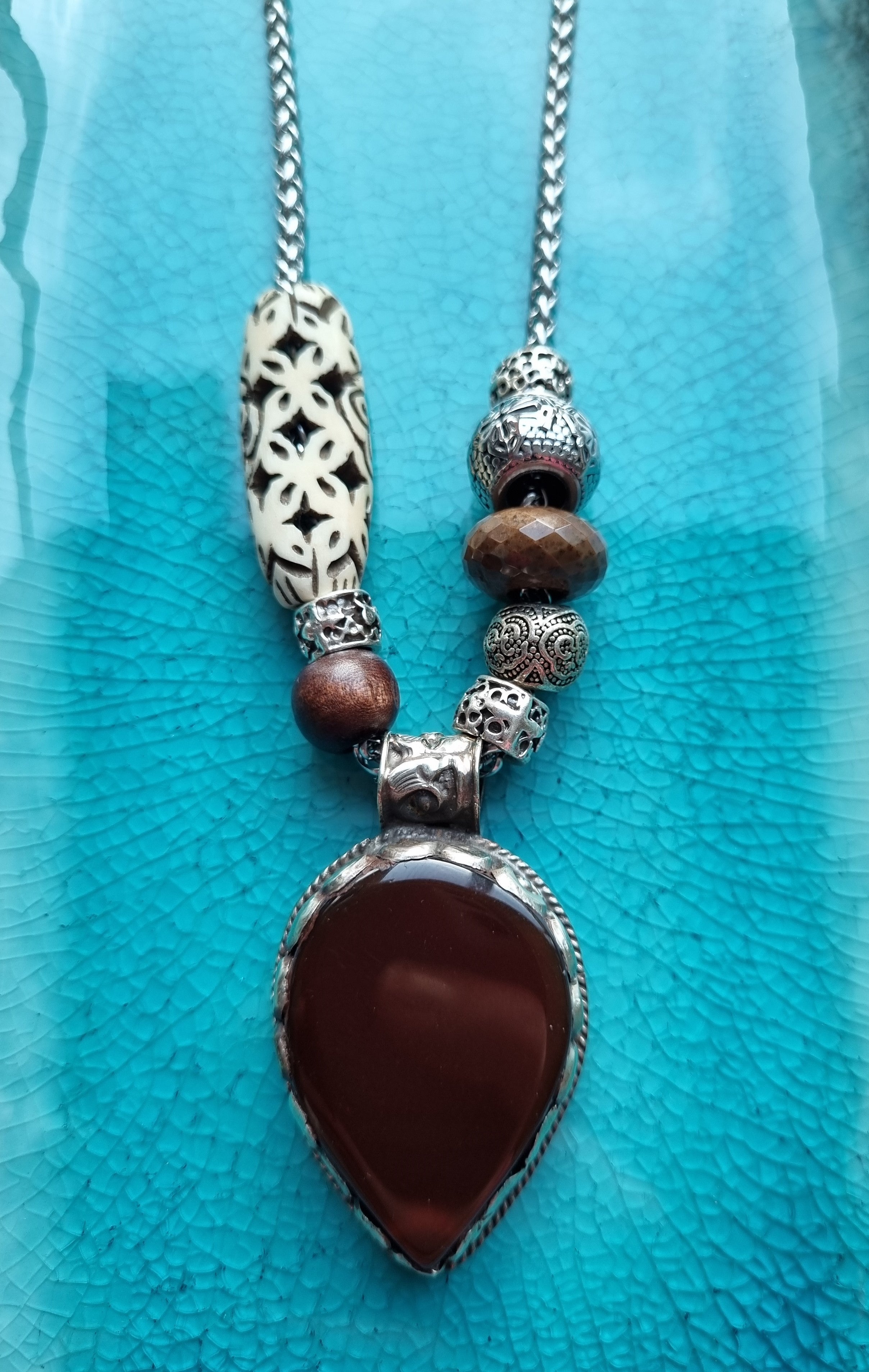 Burgundy Carnelian on Snake Chain