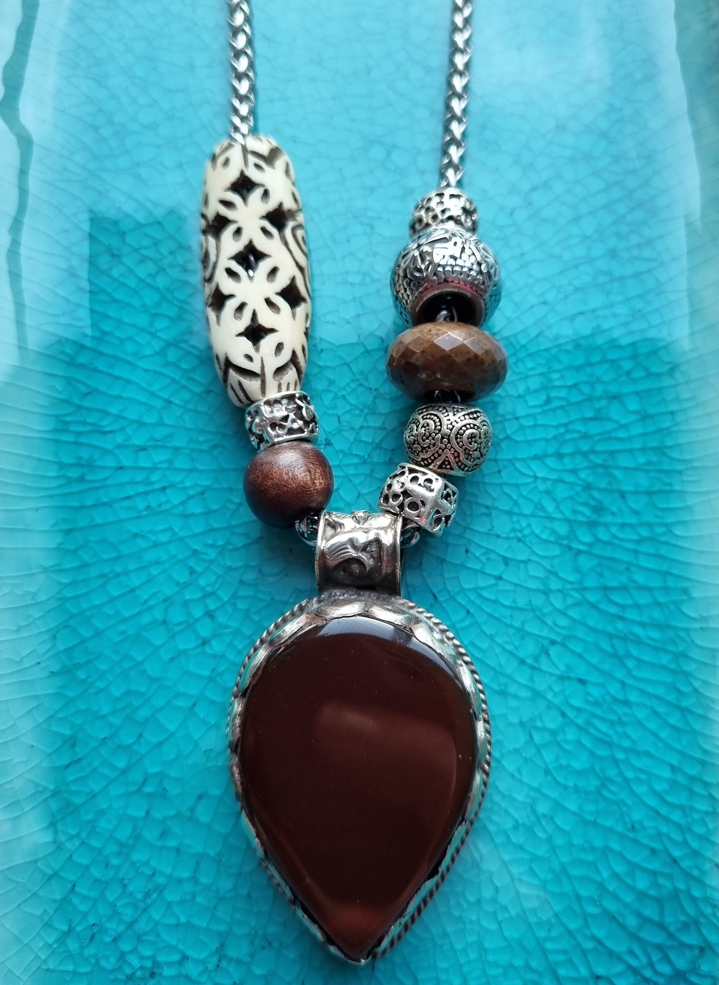 Burgundy Carnelian on Snake Chain