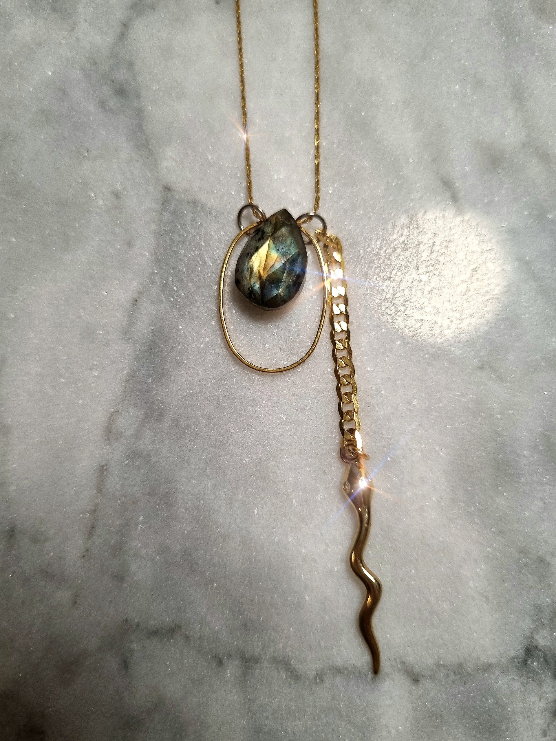 Faceted Labradorite with Saturn Ring