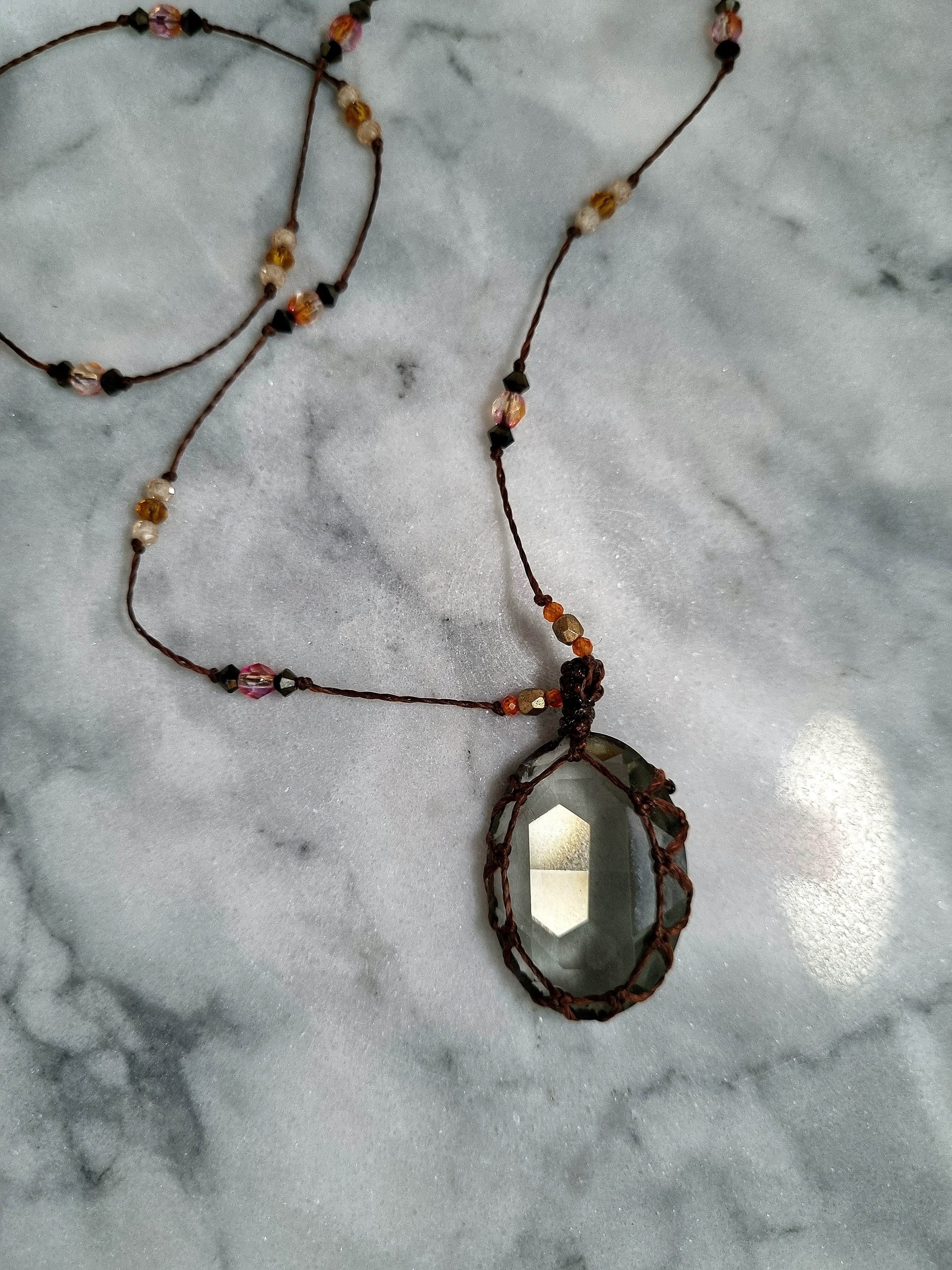 Smokey Quartz Macramé Amulet